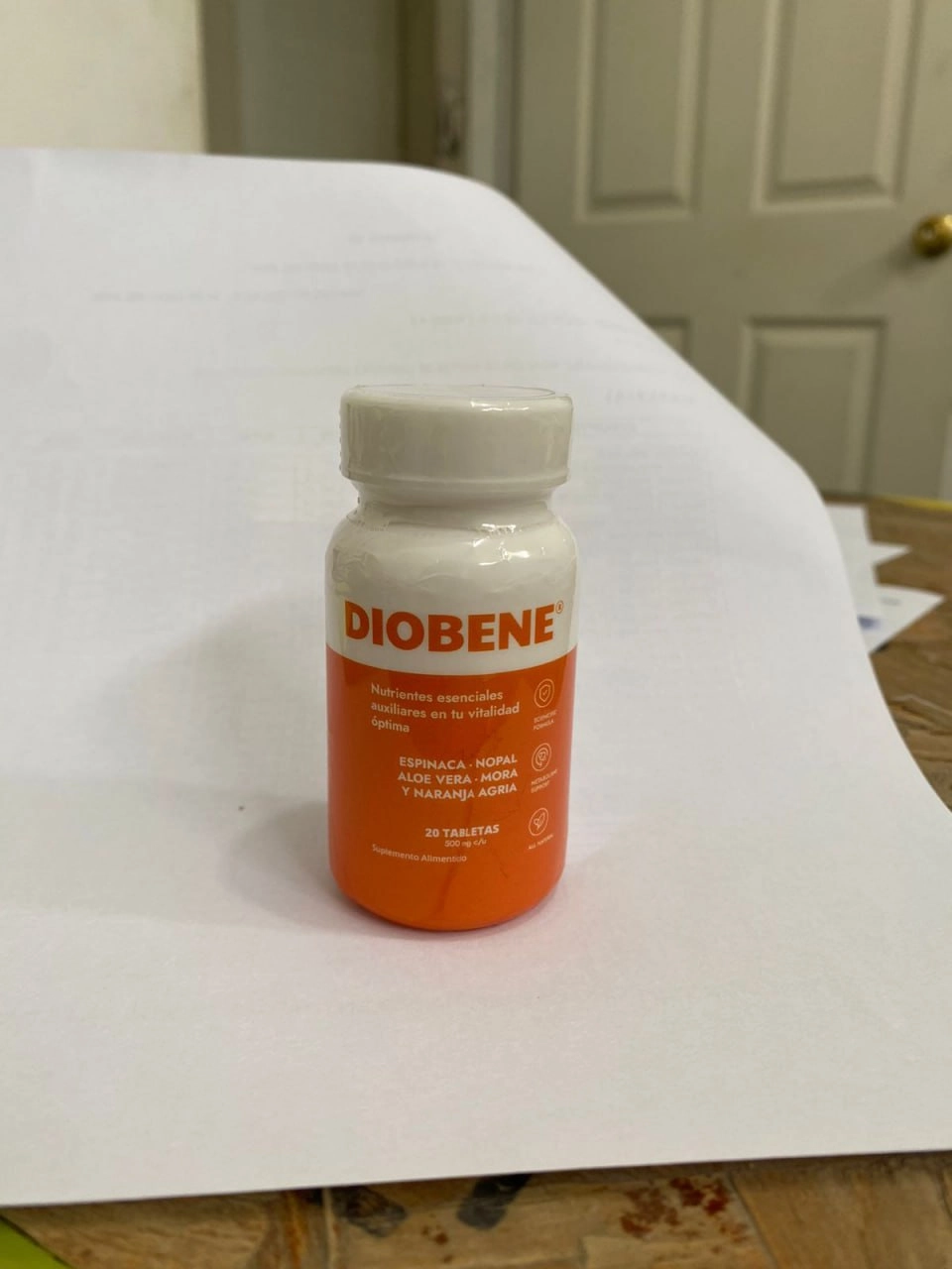 Frasco de Diobene recibido por cliente en domicilio